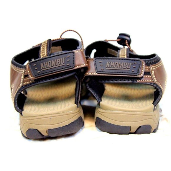Khombu Mens Sandals sz 12 Fisherman Outdoor Brown Leather Flexible Sole Adjustab - Picture 6 of 11